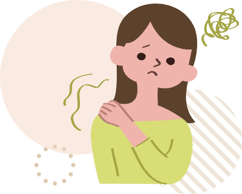 女性が肩を気にするイラスト